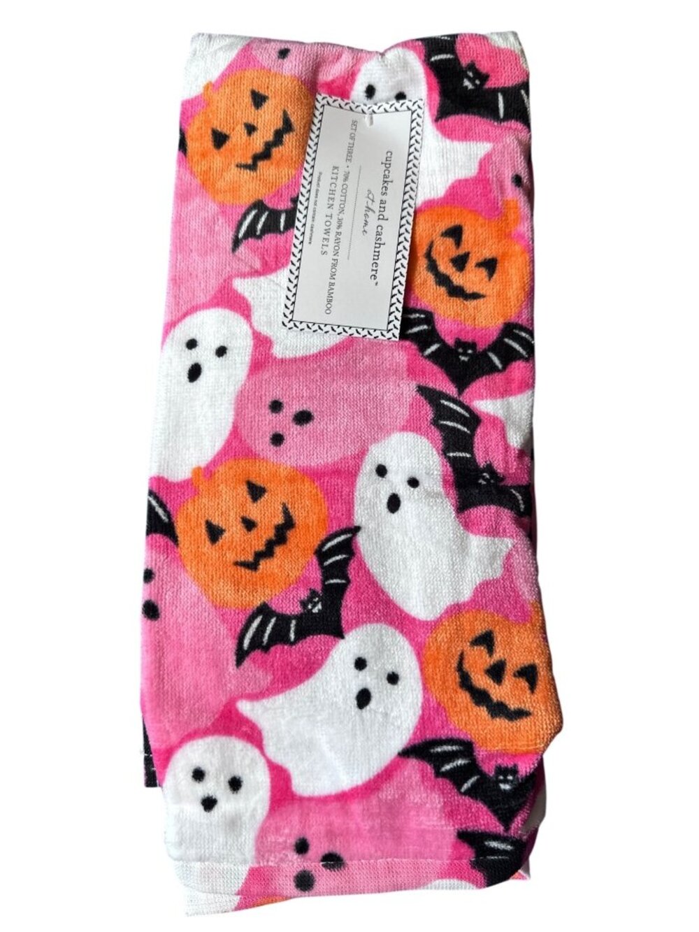 Halloween-Themed Kitchen Towels Cupcakes & Cashmere Set Of 3 Cotton & Bamboo